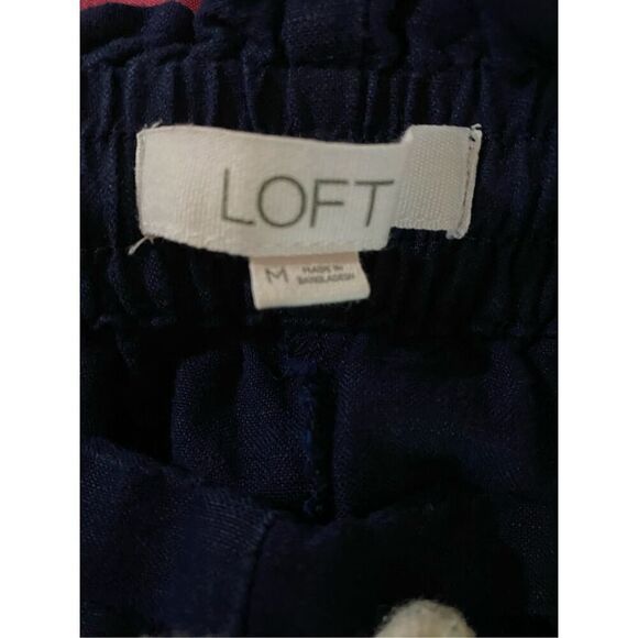 Loft women’s linen blend, navy blue nautical, style, wide, leg, Capri S/M - Picture 6 of 6
